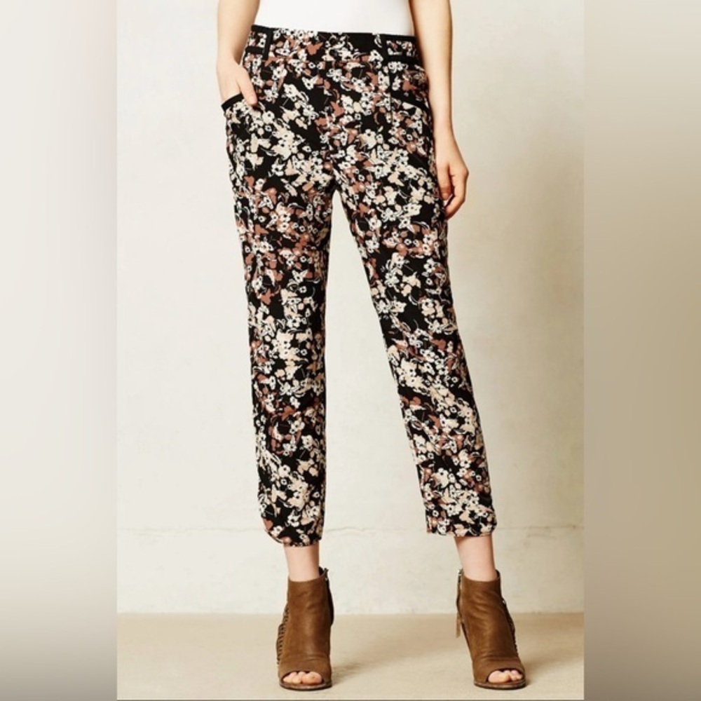NWOT Anthro | Cartonnier Brown Motif Nassella Trouser Joggers Size 2